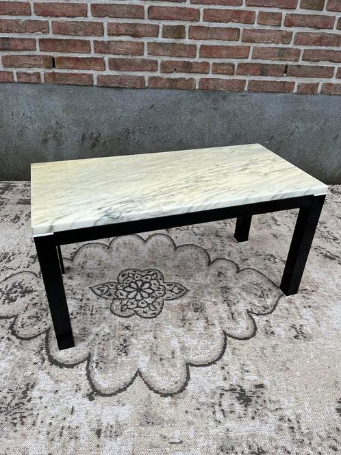 Vintage post modern Carrera marmeren koffie tafel, Huis en Inrichting, Tafels | Sidetables, Gebruikt, Rechthoekig, Overige materialen