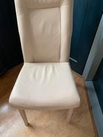 Set van 2 beige en 2 witte leren eetkamerstoelen, Huis en Inrichting, Stoelen, Ophalen, Gebruikt, Overige kleuren, Leer