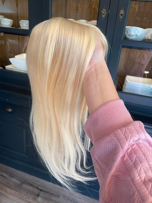 Topper 100% virgin human hair blond 613, Sieraden, Tassen en Uiterlijk, Uiterlijk | Haarverzorging, Nieuw, Pruik of Haarverlenging