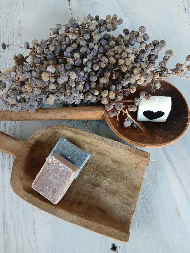 Houten lepel en schepje, Huis en Inrichting, Woonaccessoires | Kandelaars en Kaarsen, Gebruikt, Kandelaar, Minder dan 25 cm, Hout