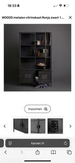 WOOOD metalen vitrinekast zwart, Huis en Inrichting, Kasten | Vitrinekasten, Gebruikt, Metaal, 150 tot 200 cm, 25 tot 50 cm