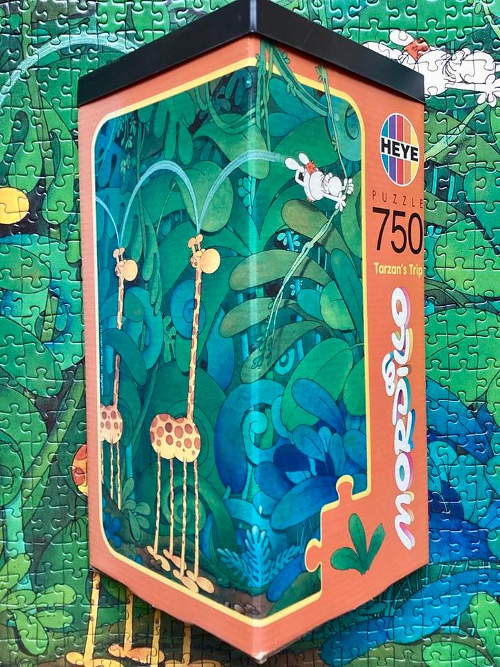 Vintage Heye puzzel Mordillo Tarzan’s Trip 750 st compleet, Hobby en Vrije tijd, Denksport en Puzzels, Gebruikt, Legpuzzel, 500 t/m 1500 stukjes