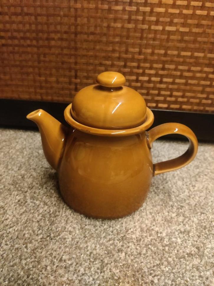 Vintage bruine keramische theepot – jaren ‘70 stijl, Antiek en Kunst, Antiek | Servies los, Ophalen of Verzenden
