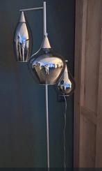 Rvs vloerlamp met donkergrijsspiegel glazen kelken., Huis en Inrichting, Lampen | Vloerlampen, Ophalen, Zo goed als nieuw, 100 tot 150 cm