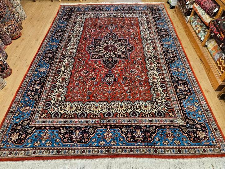 Vintage handgeknoopt perzisch tapijt tabriz 345x245, Huis en Inrichting, Stoffering | Tapijten en Kleden, Gebruikt, 200 cm of meer