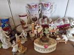 Porseleinen mokka: handgeschilderd Franse servies + beeldjes, Antiek en Kunst, Ophalen of Verzenden