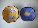 schaaltjes handbeschilderd / Vis / vissen. Blauw geel, Huis en Inrichting, Keuken | Servies, Ophalen, Overige stijlen, Porselein