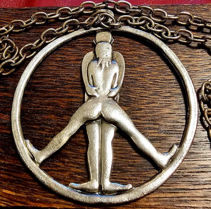 Jaren 70 hanger, Sieraden, Tassen en Uiterlijk, Kettinghangers, Zo goed als nieuw, Overige materialen, Zilver, Ophalen of Verzenden