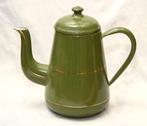 Donkergroen met gouden bies koffiepot emaille., Ophalen of Verzenden