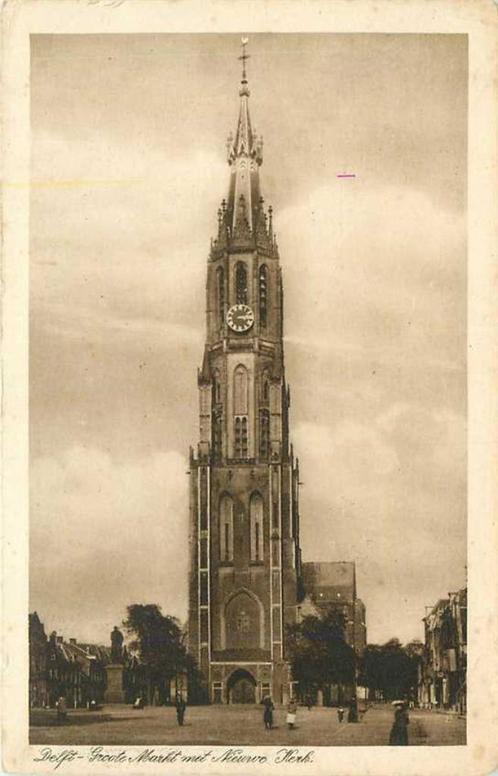(300-451-037) Delft Groote Markt met Nieuwe Kerk, Verzamelen, Ansichtkaarten | Nederland, Zuid-Holland, Verzenden