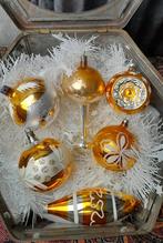 Oude goud gele kerstballen mooi lot, Ophalen of Verzenden, Zo goed als nieuw