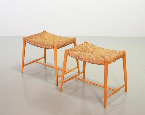 Vintage design beuken krukken in Arno Lambrecht stijl, 50s, Huis en Inrichting, Krukjes, Gebruikt, Hout, Ophalen