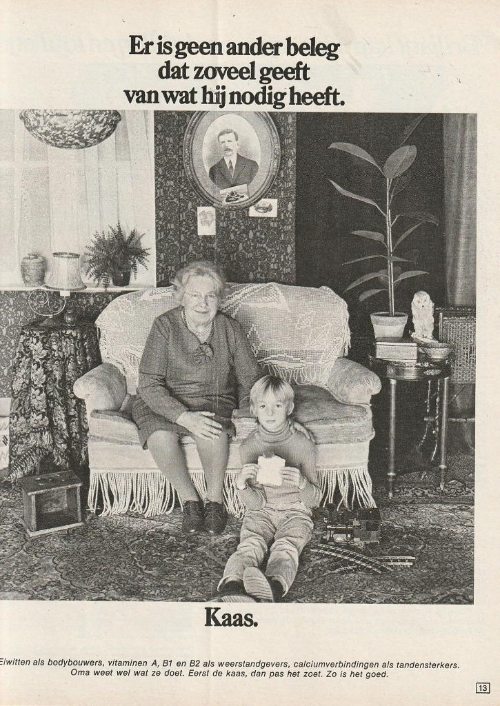 retro reclame 1971 Kaas zuivel jongetje bij oma thuis, Verzamelen, Retro, Overige typen, Verzenden