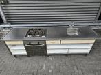 RVS TRESPA Keukens met oven, 4 gaspitten en spoelbak, Ophalen, Gebruikt, 200 cm of meer, Minder dan 100 cm