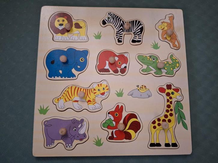 Dierenpuzzel 10 stukjes - Houten Speelgoed, Kinderen en Baby's, Speelgoed | Kinderpuzzels, Zo goed als nieuw, 6 maanden tot 2 jaar