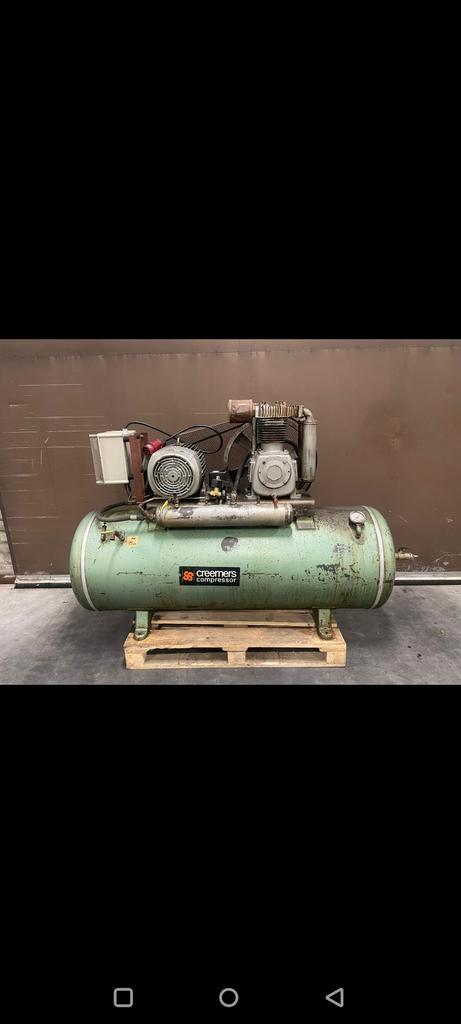 Creemers compressor op tank, Doe-het-zelf en Verbouw, Compressors, Zo goed als nieuw, 6 tot 10 bar, 100 liter of meer, 400 tot 800 liter/min