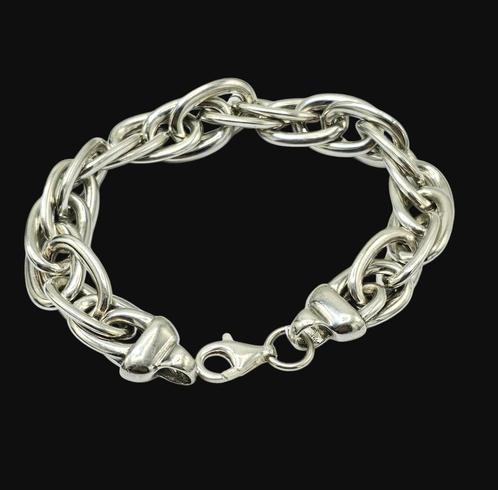 Grove Zilveren Design Schakel Armband, Sieraden, Tassen en Uiterlijk, Armbanden, Zo goed als nieuw, Zilver, Zilver, Verzenden