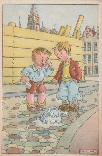 KAREL LINKS KINDEREN JAREN 40 PERFECT MOOIE OUDE KAART KH729 beschikbaar voor biedingen