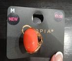 Dames ring maat m - goud met oranje - primark - nieuw, Sieraden, Tassen en Uiterlijk, Nieuw, Ophalen of Verzenden, Dame, Goud