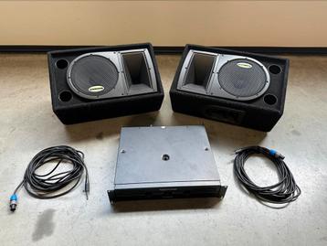 Compleet pa set monitor of tops Samson 2x met versterker  beschikbaar voor biedingen