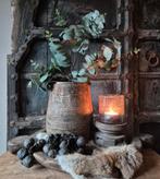 Landelijke set, houten schaal, nepalese pot, graankandelaar, Ophalen of Verzenden, Nieuw