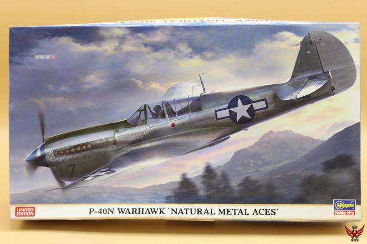 ROWASP | Hasegawa 1/48 P-40N Warhawk Natural Metal Aces, Hobby en Vrije tijd, Modelbouw | Vliegtuigen en Helikopters, Nieuw, Vliegtuig