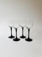 SET VAN 4 VINTAGE GLAZEN, ZWARTE VOET | LUMINARC FRANCE, Verzamelen, -, -, Overige typen, Ophalen of Verzenden