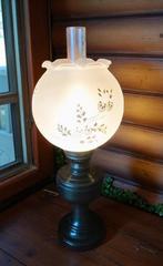 Brocante olielamp - tafellamp - elektrische olie lamp antiek, Ophalen of Verzenden, Glas, Antiek / klassiek, Minder dan 50 cm