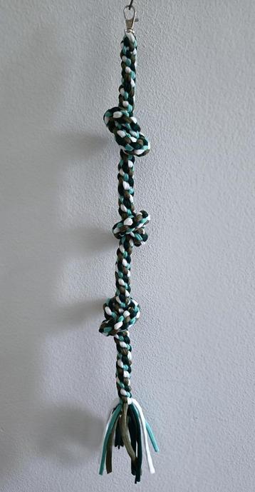 Katoenen klimtouw met 3 knopen (groen-wit) beschikbaar voor biedingen