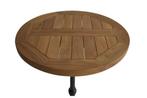 Teakhouten terras bistrotafel rond 50cm met gietijzeren voet, Tuin en Terras, Tuintafels, Nieuw, Rond, Teakhout, Ophalen of Verzenden