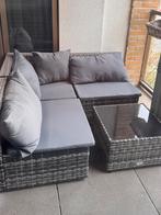 Grijze tuinset voor op balkon, Tuin en Terras, Ophalen, Kunststof, 3 zitplaatsen, Zo goed als nieuw