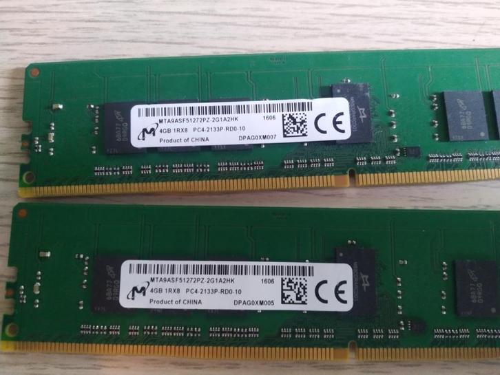 2 x 4GB DDR4 geheugen van Micron, 2133P (ECC-geheugen), Computers en Software, RAM geheugen, Gebruikt, Desktop, 8 GB, DDR4, Ophalen of Verzenden