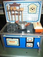 Vintage blikken kookkacheltje met 5-delig houten keukengerei, Antiek en Kunst, Ophalen of Verzenden