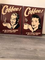 Zwaar Emaille koffie bord in niewstaat, Apart, Ophalen of Verzenden, Zo goed als nieuw, Reclamebord
