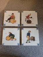 4 oude tegels, Antiek en Kunst, Antiek | Wandborden en Tegels, Ophalen of Verzenden