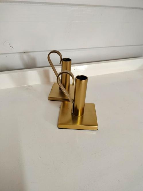 2 goud kandelaars., Huis en Inrichting, Woonaccessoires | Kandelaars en Kaarsen, Gebruikt, Kandelaar, Overige kleuren, Ophalen