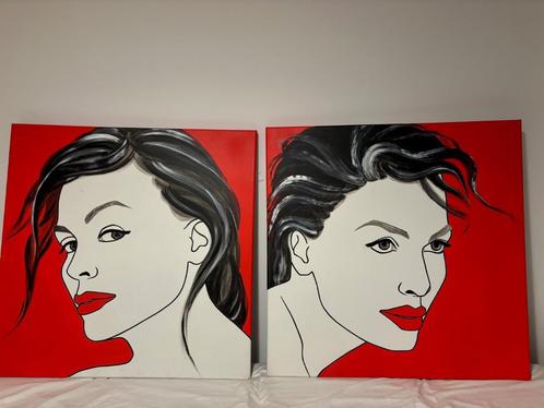2x Bianca Vellekoop: vrouwenportreten, 2004+2005 MOETEN WEG, Huis en Inrichting, Woonaccessoires | Schilderijen, Tekeningen en Foto's