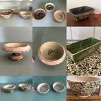 Chamotte berkenbast boomschors bloempot kom schaaltjes retro, Gebruikt, Rond, Binnen, Ophalen of Verzenden