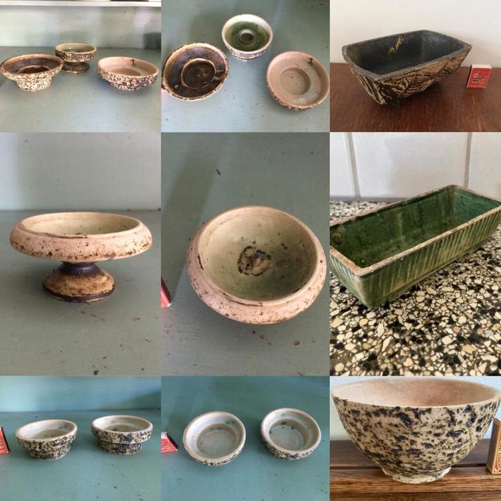 Chamotte berkenbast boomschors bloempot kom schaaltjes retro, Tuin en Terras, Bloempotten, Gebruikt, Beton, Binnen, Balkon, Minder dan 40 cm