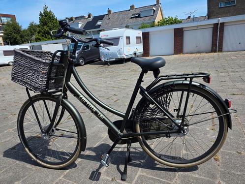 Cortina U4 Transport Denim groen 50cm met Blixum rieten mand, Fietsen en Brommers, Fietsen | Dames | Omafietsen, Zo goed als nieuw