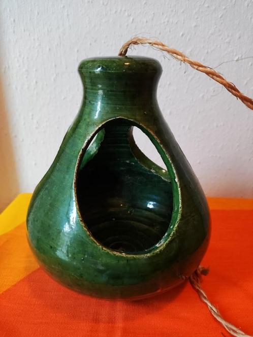 Prachtige groene vintage plantenhanger van keramiek, Antiek en Kunst, Antiek | Keramiek en Aardewerk, Verzenden