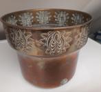 Vintage messing bloempot met decoratie, Antiek en Kunst, Antiek | Koper en Brons, Ophalen of Verzenden, Brons