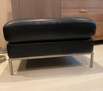 Arild Leren Poef / Hocker Zwart, Huis en Inrichting, Ophalen of Verzenden, Zo goed als nieuw, Vierkant, 75 tot 100 cm