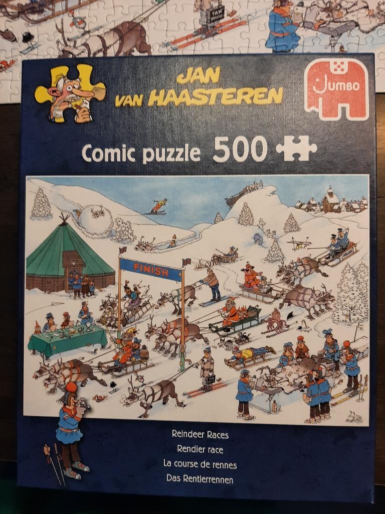 Jan van Haasteren Rendier race 500 stukjes, Ophalen of Verzenden, 500 t/m 1500 stukjes, Zo goed als nieuw, Legpuzzel
