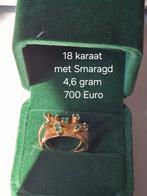 Gouden ring 18 karaat met Smaragd AANBIEDING, Sieraden, Tassen en Uiterlijk, Ringen, Verzenden, Zo goed als nieuw, 17 tot 18, Dame