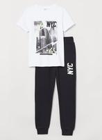H&M tweedelige set broek en shirt zwart wit NYC maat 158, H&M, Nieuw, Ophalen of Verzenden, Setje