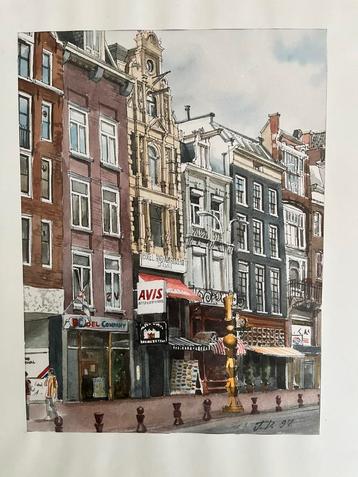 2 aquarelverf schilderijen Amsterda 1997 gesignaleerd J.D. beschikbaar voor biedingen