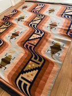 Handgeknoopt wollen wandkleed/vloerkleed uit Ecuador, Gebruikt, 100 tot 150 cm, Bruin, Ophalen of Verzenden