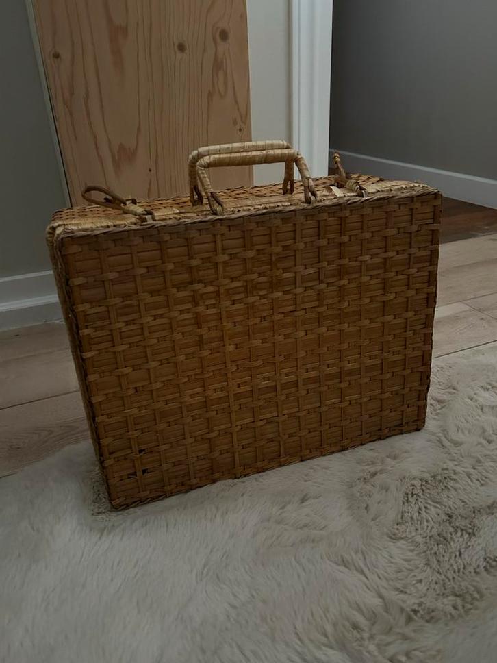 Vintage Rotan Koffer Decoratie, Huis en Inrichting, Woonaccessoires | Kisten, Gebruikt, 50 tot 75 cm, Overige materialen, Ophalen of Verzenden
