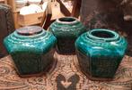 Drie oude Gemberpotten, Gemberpot, waarvan 1 nog met kurk., Ophalen of Verzenden